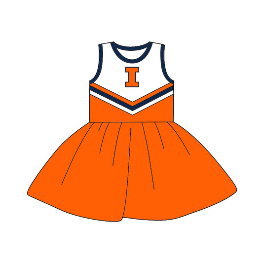 custom Team dress 17 orange sleeveless girls dress