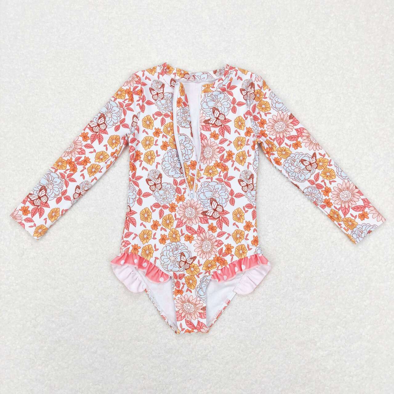 S0184 Flowers butterfly long sleeve Girls Bathing Suits Swimsuits