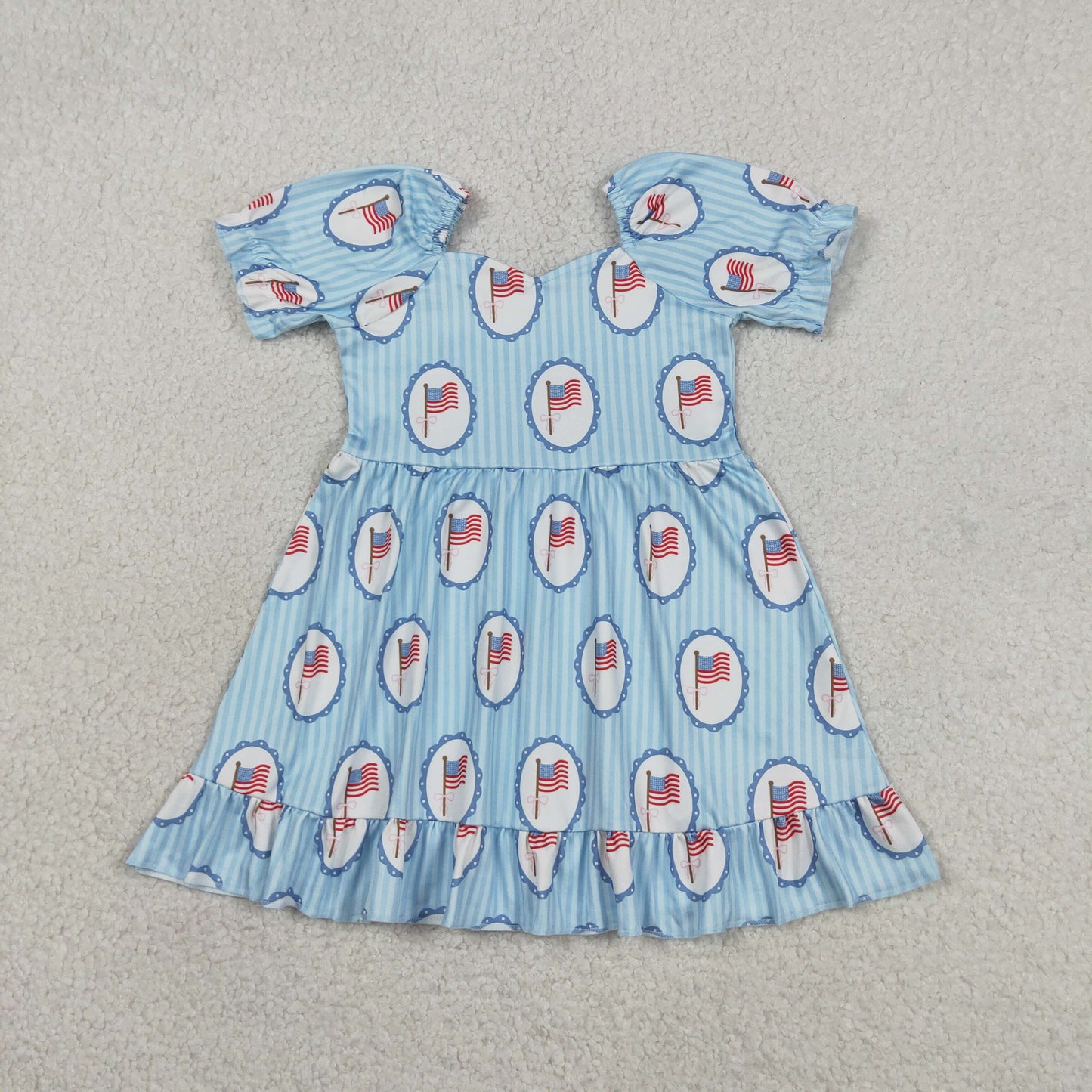 GSD3792 July 4th Flag Short Sleeve Girls Dress