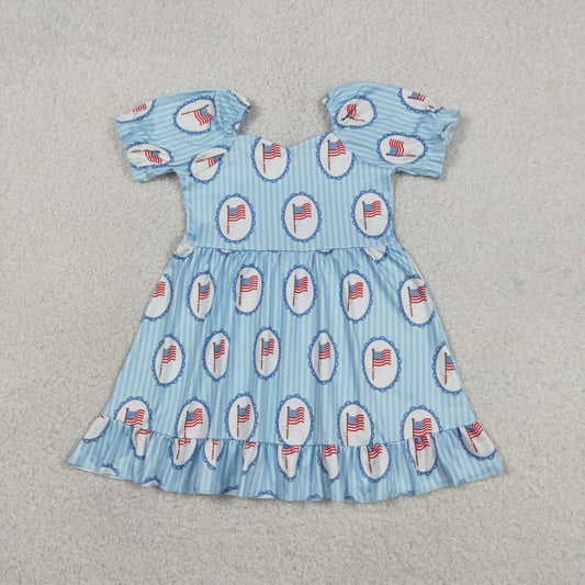 GSD3792 July 4th Flag Short Sleeve Girls Dress