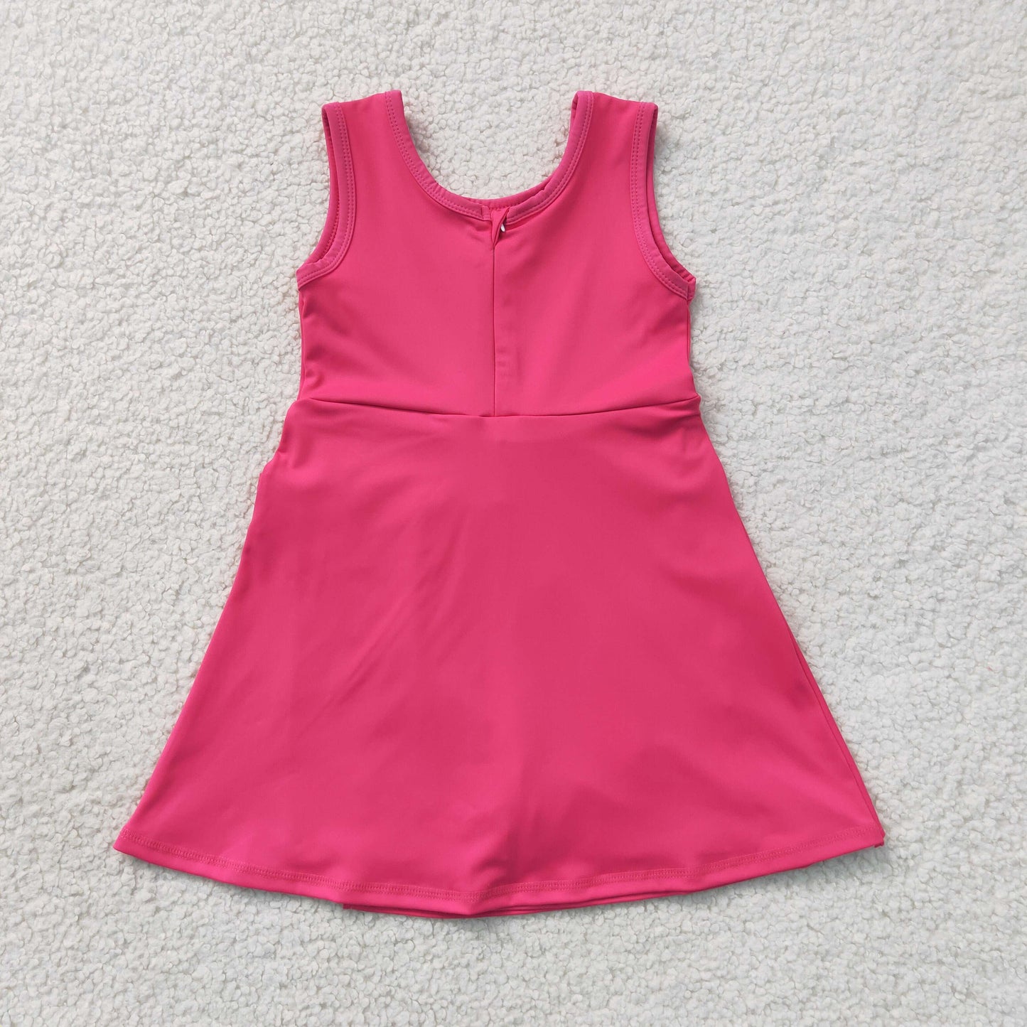 GSD3878 Yoga Solid Color Hot Pink Sleeveless Skorts Girls Dress