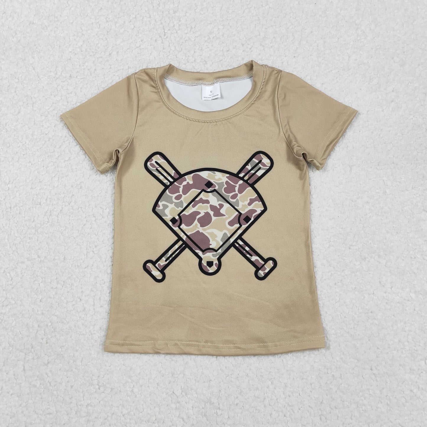 BT1418 hunting baseball camo short sleeve boys top