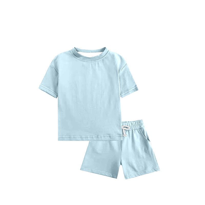custom light blue short sleeve shorts boys set