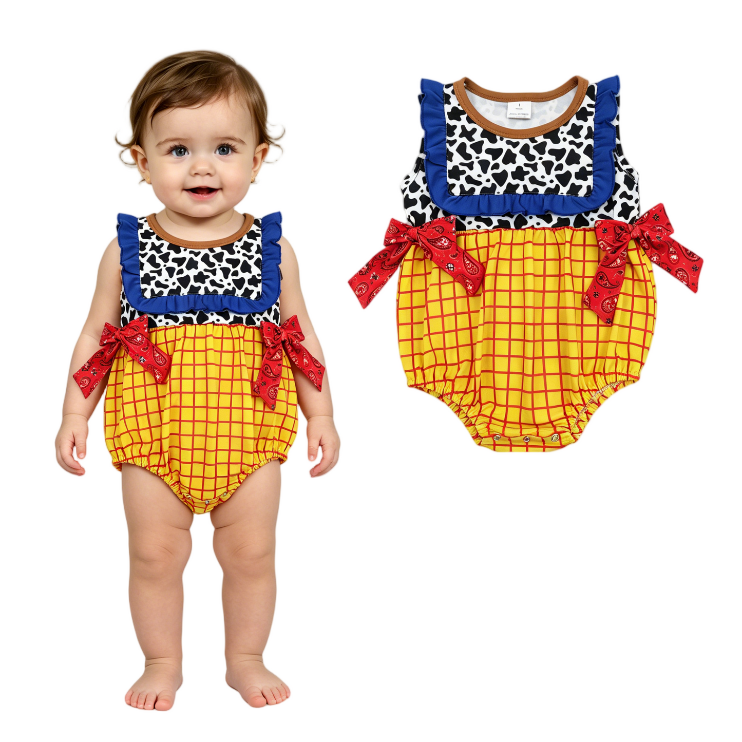 SR4115 Cartoon Toy Bows Girls Romper