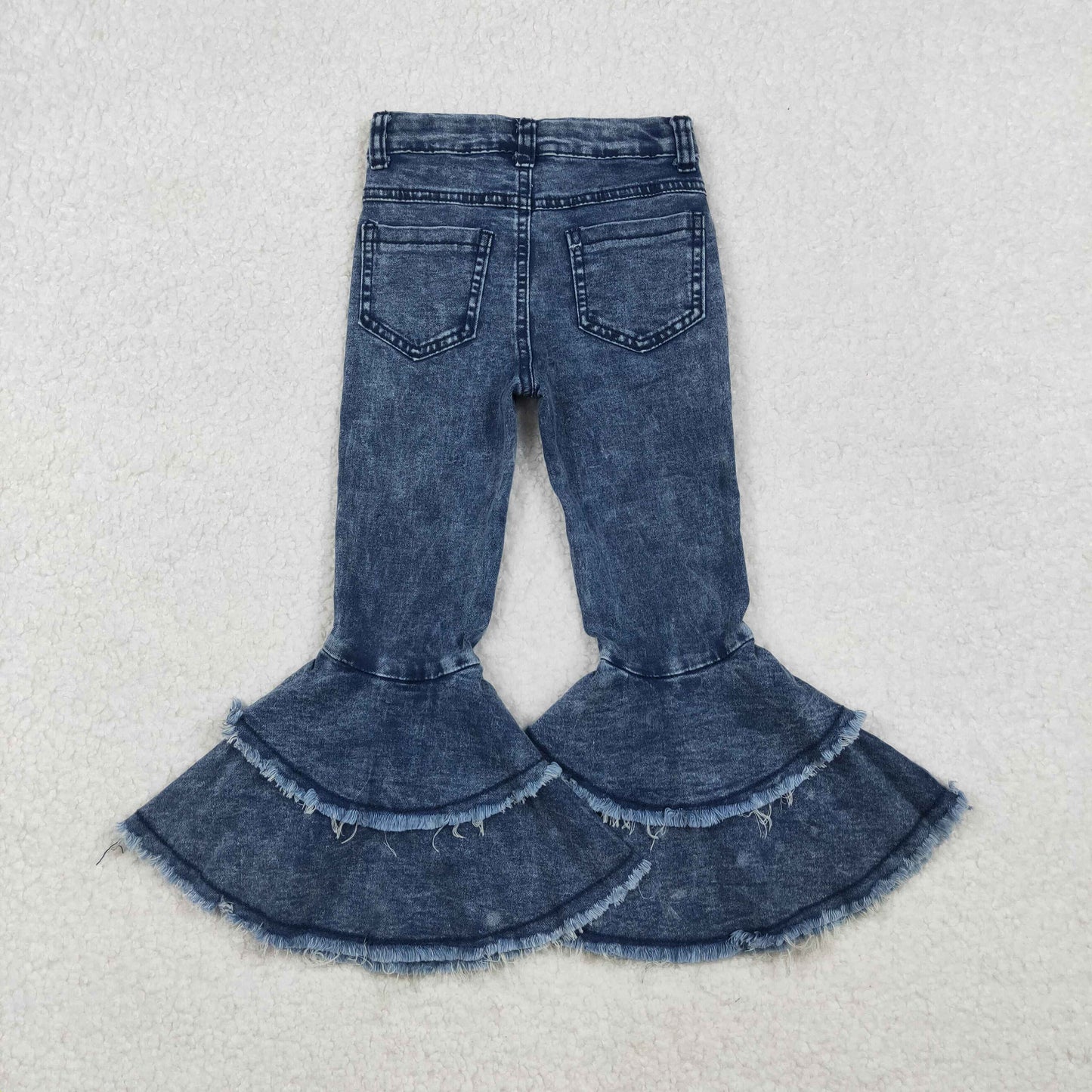 C5-15 Blue Bleach Designs Double Ruffles Girls Jeans