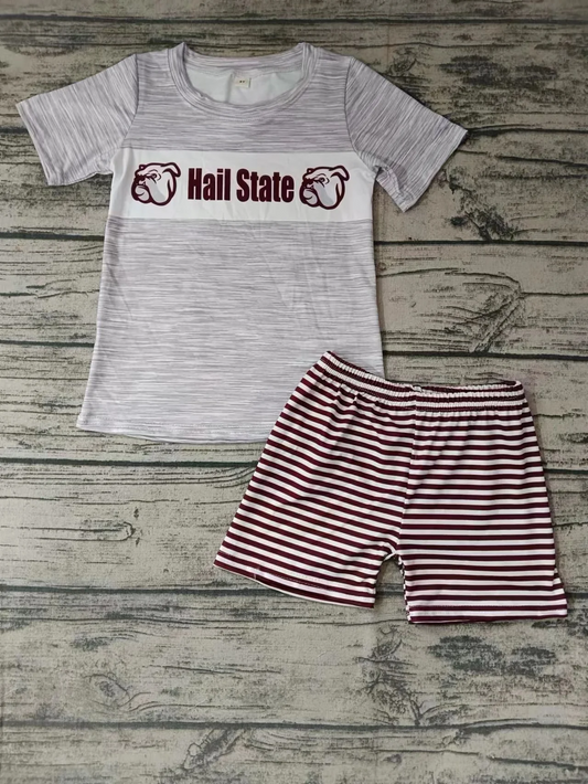 custom S 10.16 Team grey short sleeve brown striped shorts boys set