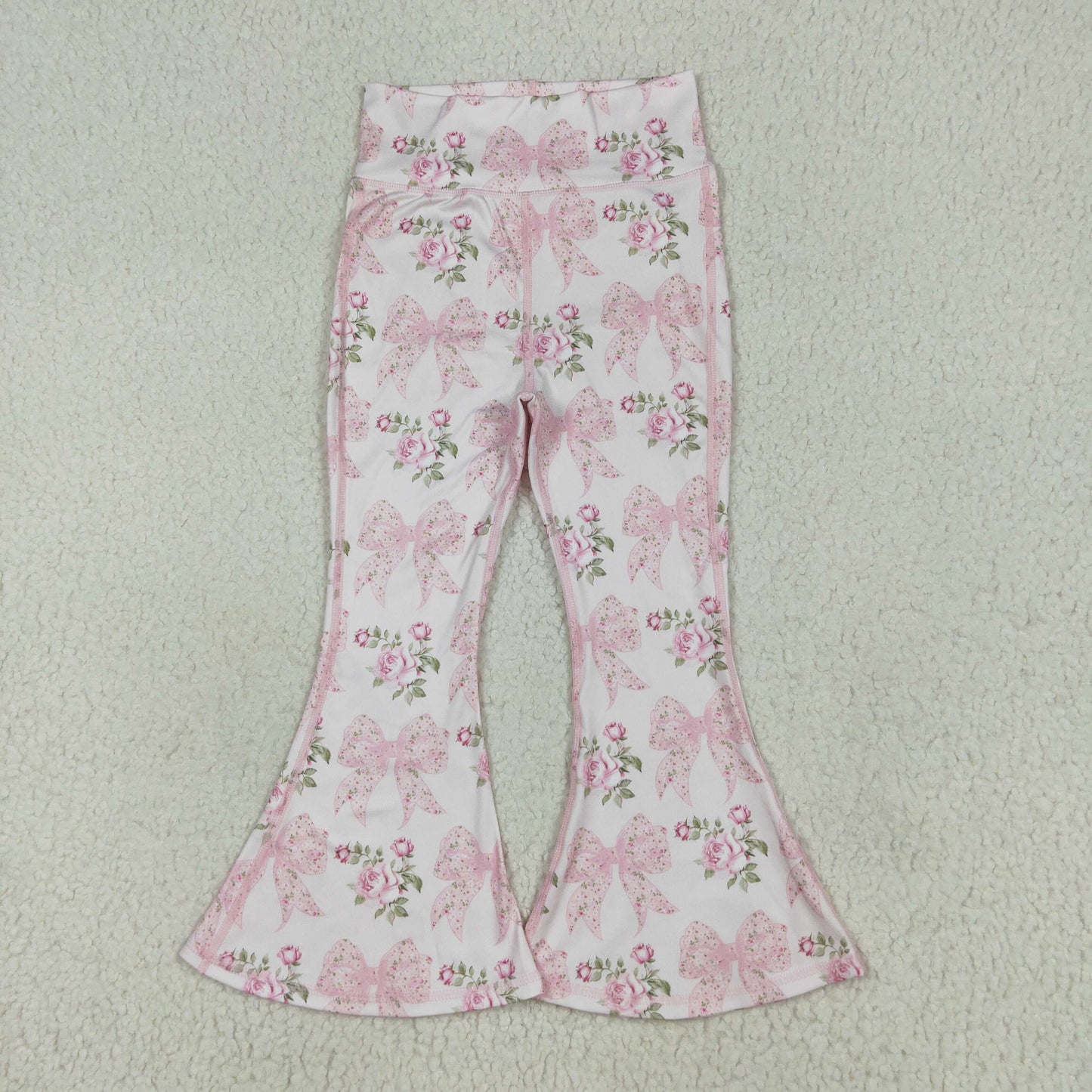 P0768 yoga pink bows flowers girls pants