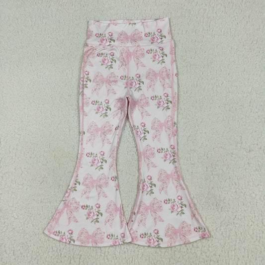 P0768 yoga pink bows flowers girls pants