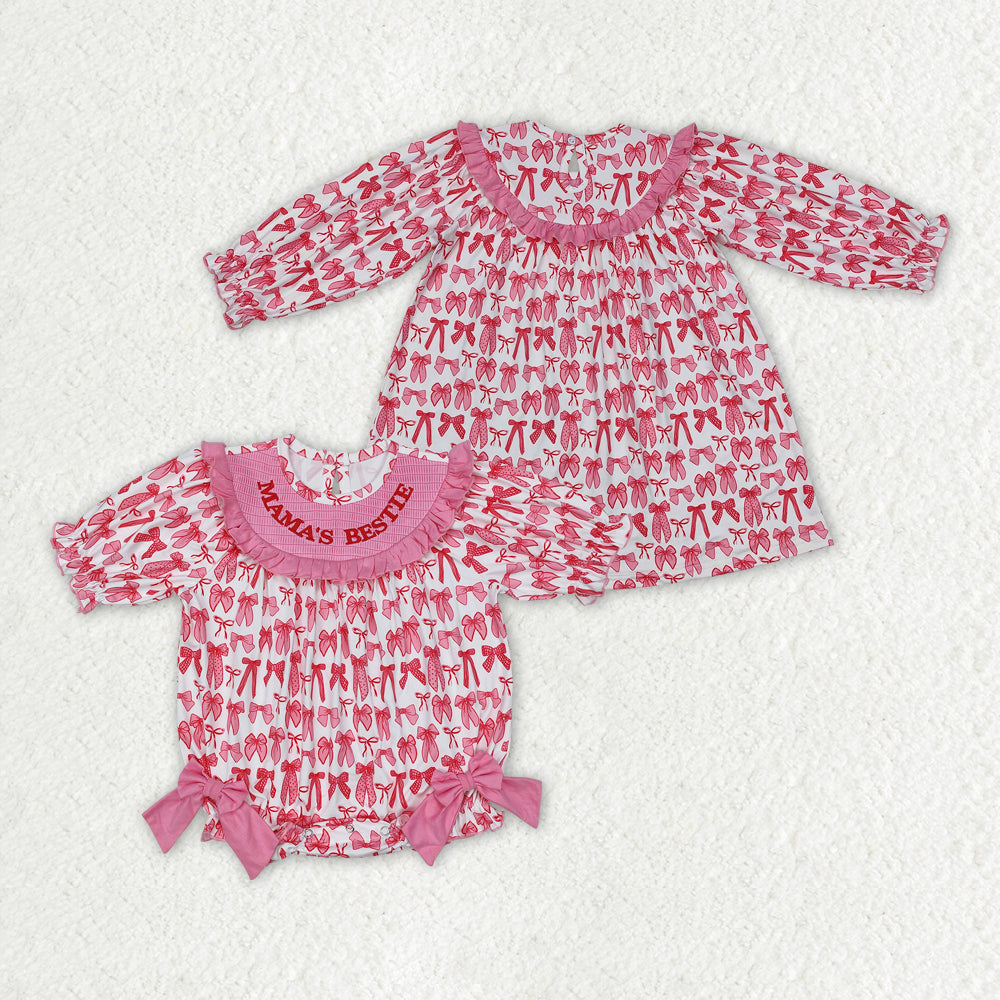 Smocked Mama's Bestie Embroidery Bows RTS Sibling Clothes