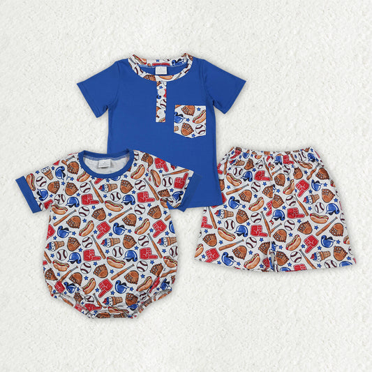Baseball Hot Dog Boys Set/Romper Sibling Clothes RTS
