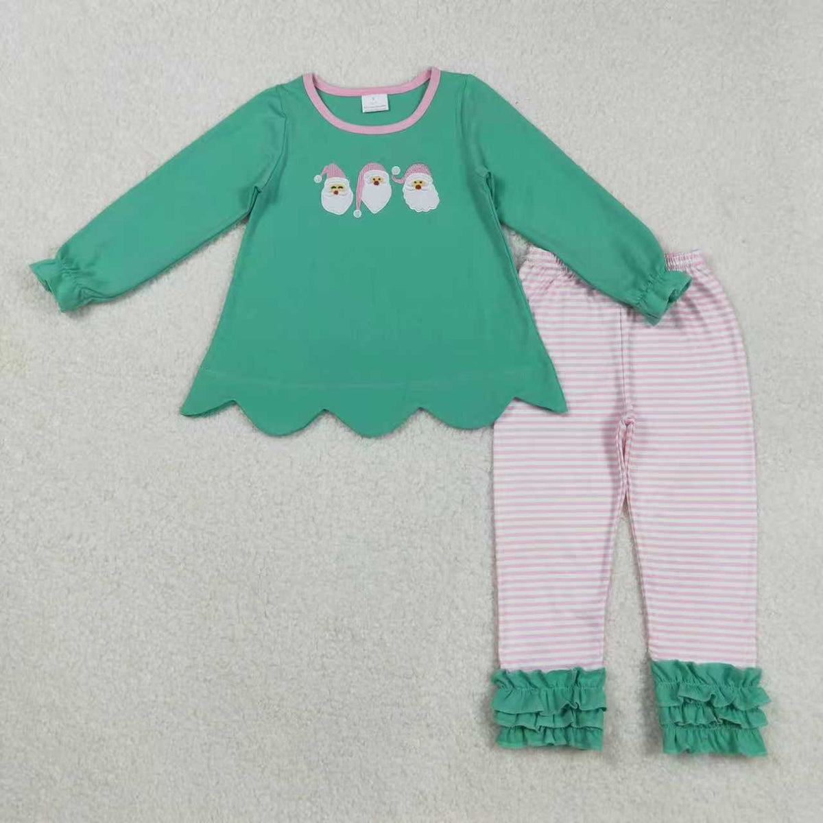 Embroidery Christmas Santa green RTS Sibling Clothes