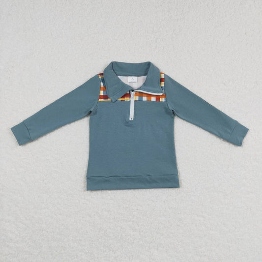 BT0313 colorful striped blue long sleeve boys top