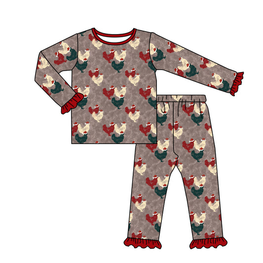 preorder GSPO0849 Farm chick long sleeve girls pajamas