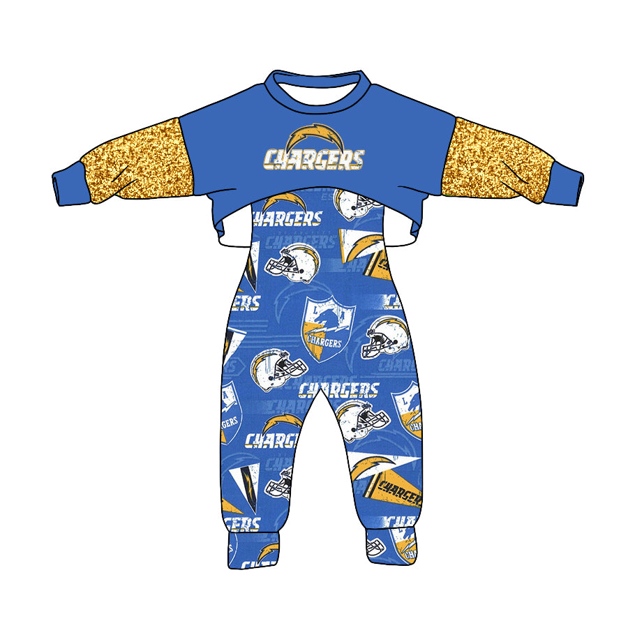 custom Blue long sleeve jumpsuit set
