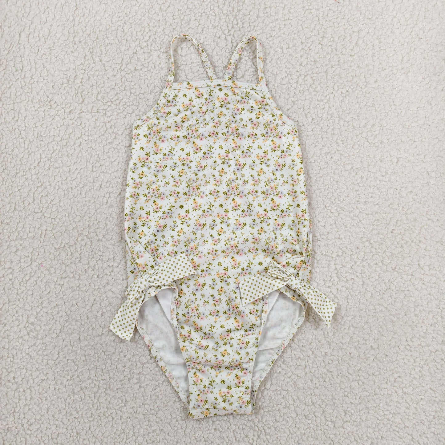 S0723 Yellow Flowers Girls Swimsuits
