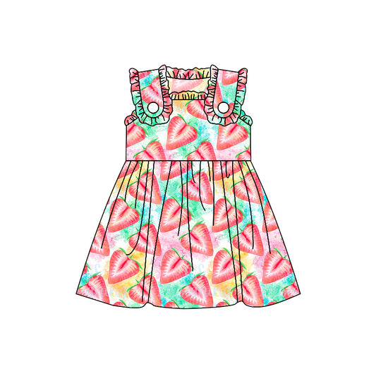 Preorder moq 3 Summer Strawberry Sleeveless Girls Dress
