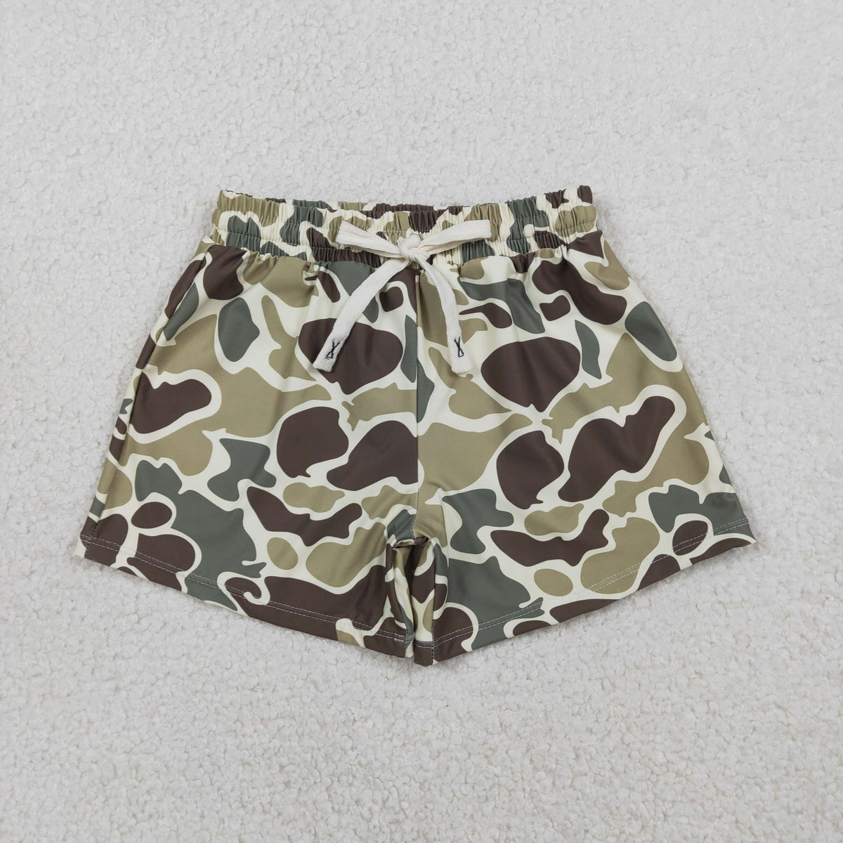 S0475 old school camo boys swimming trunk