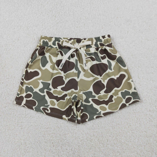 S0475 old school camo boys swimming trunk