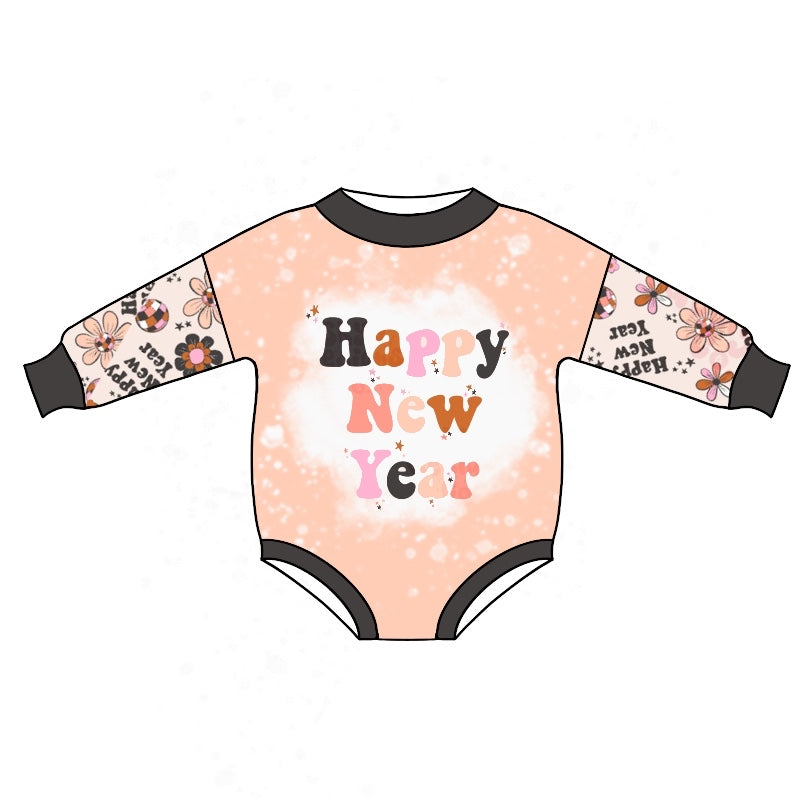 preorder LR0710 Happy new year long sleeve girls romper