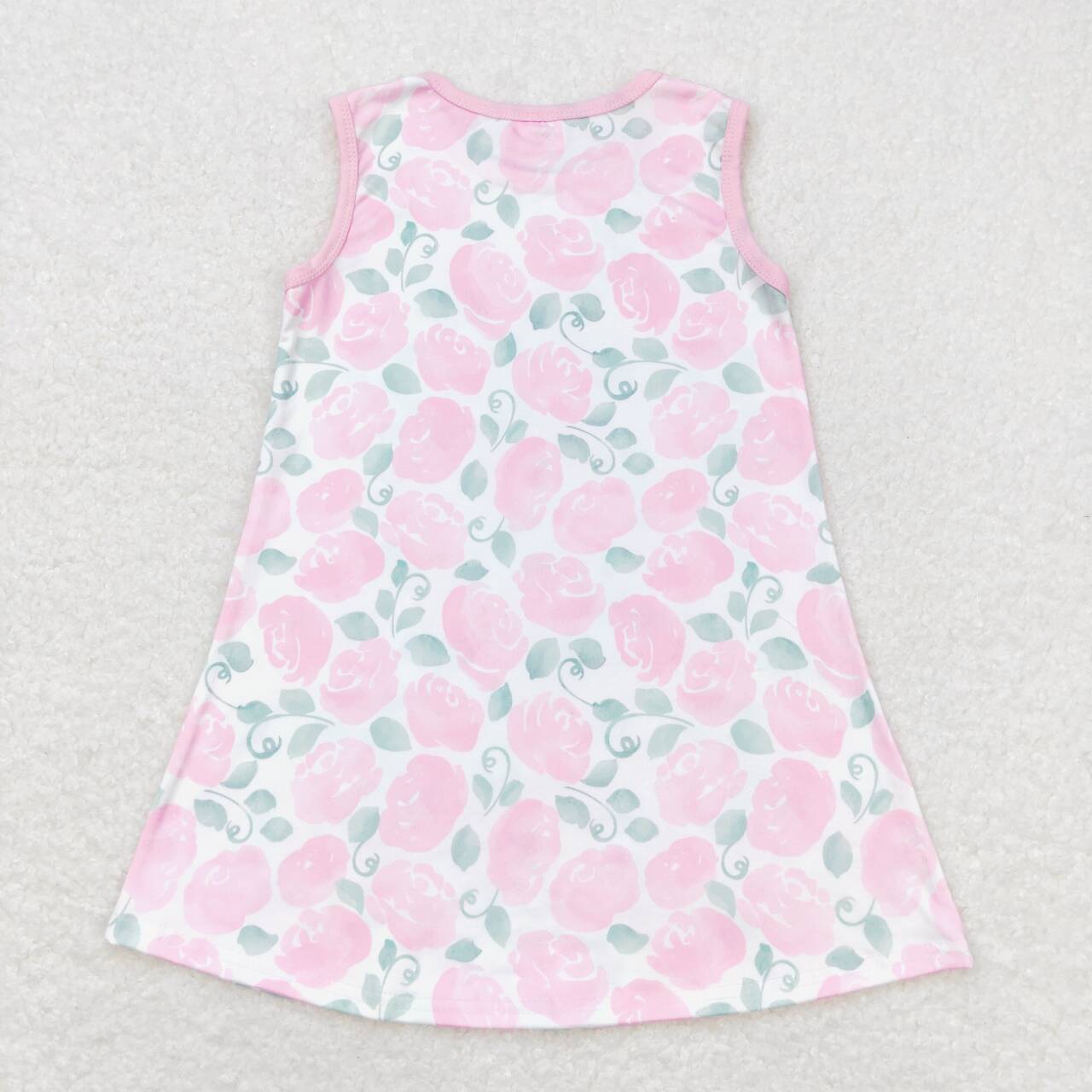 GSD1045 pink flowers sleeveless girls Summer dress