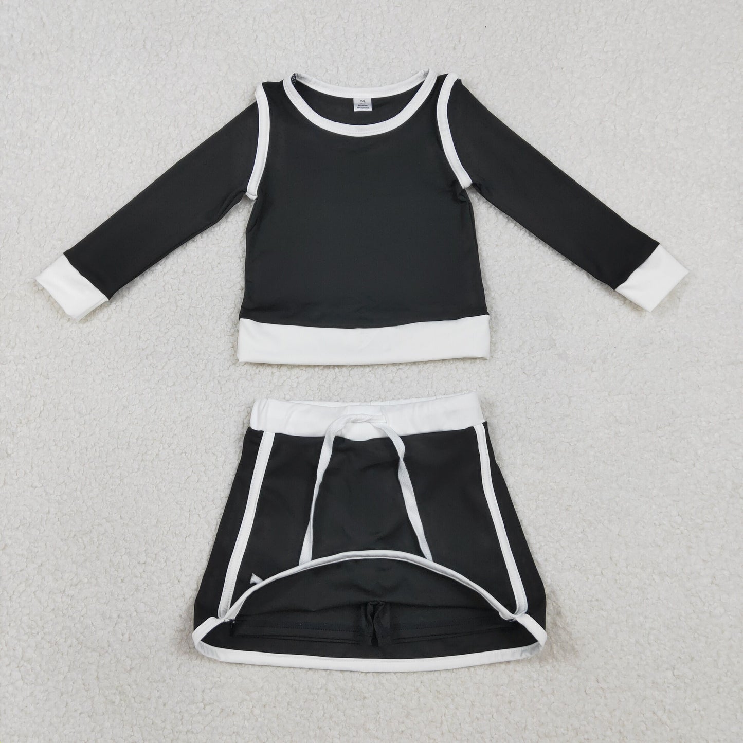 GLD1481 Yoga Black Long Sleeve Skorts Skirts Girls Set