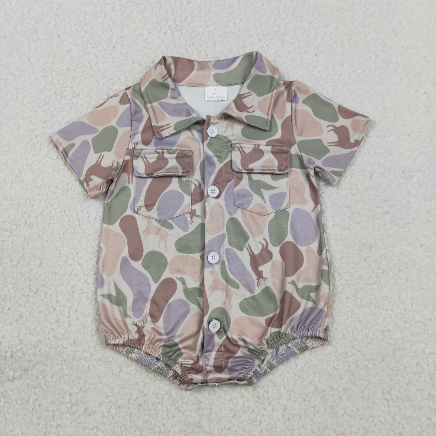 SR3544 Camo Short Sleeve Boys Romper