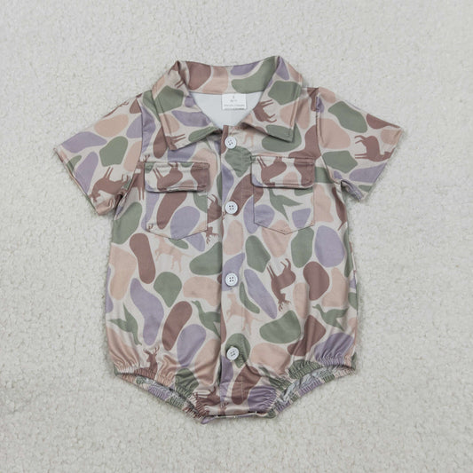 SR3544 Camo Short Sleeve Boys Romper