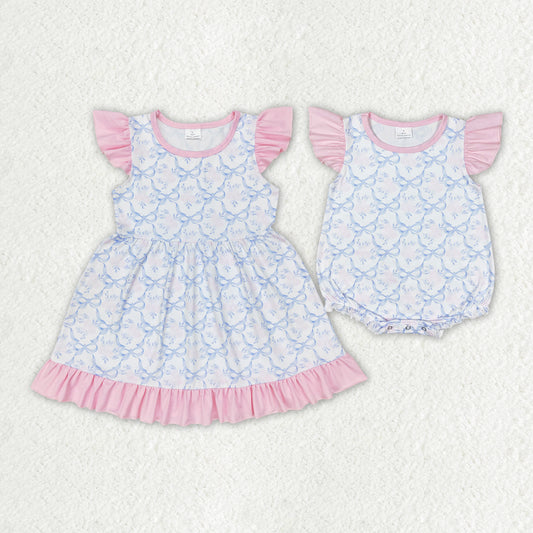 pink flowers bows RTS sibling clothes