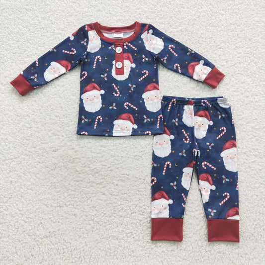BLP0247 Christmas Santa Claus Long Sleeve Pants Kids Pajamas