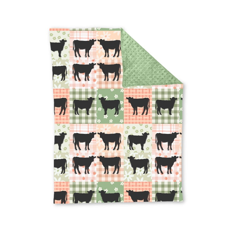 custom S farm cow flowers baby blanket