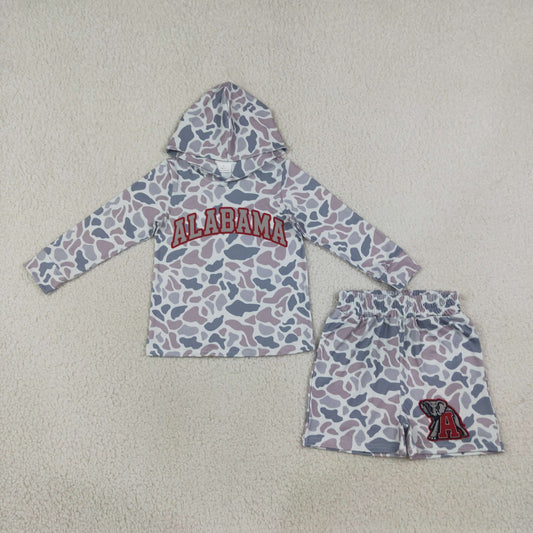 BLS0044 ALABAMA Team Camo Hoodie Long Sleeve Shorts Boys Set