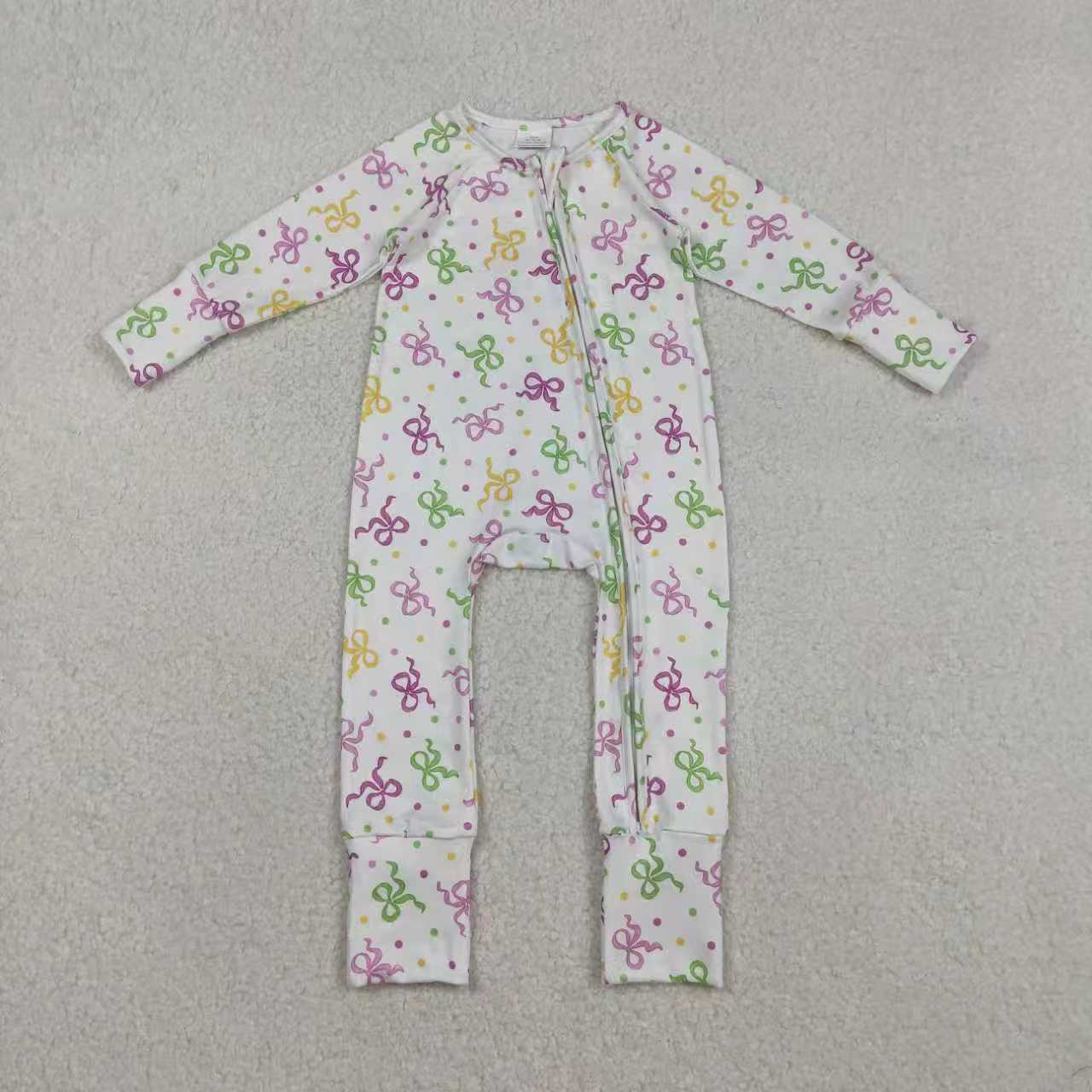 Mardi Gras Bows Romper/Pajamas RTS Sibling Clothes