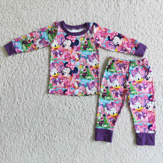 6 A1-4 Cartoon purple long sleeve pants kids pajamas