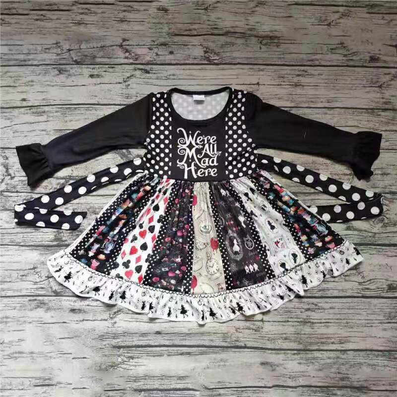 6 A12-11 Halloween black long sleeve girls dress