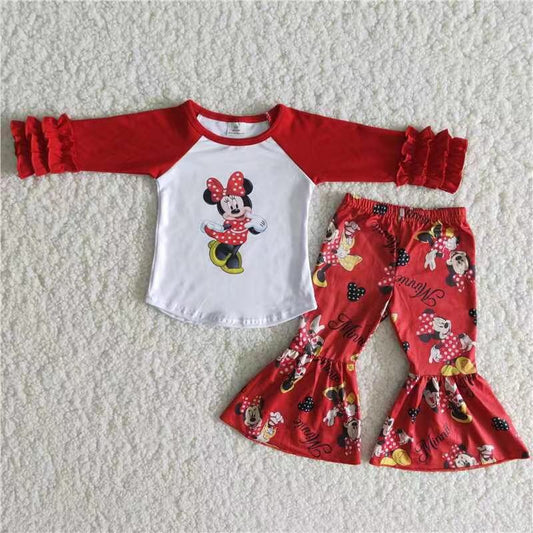 6 A14-28 Cartoon red long sleeve girls set