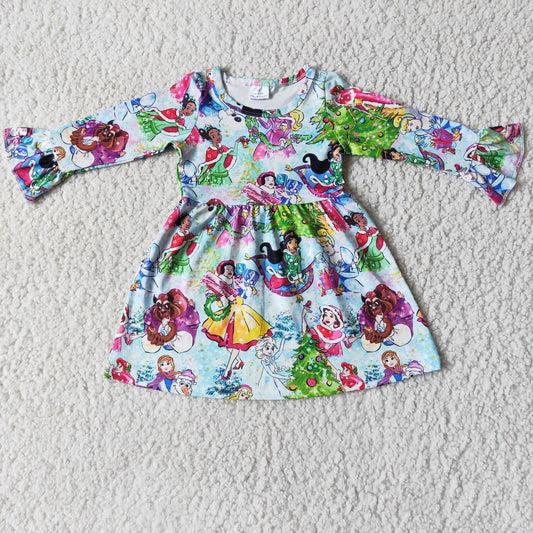 6 A16-17 Cartoon Princess long sleeve girls dress