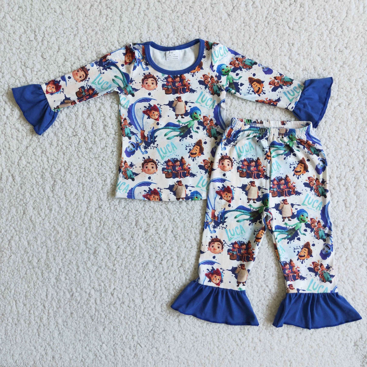 6 A16-18 Cartoon blue long sleeve girls set