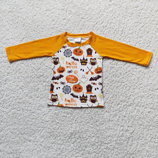 6 A17-18 Halloween pumpkin owl bat long sleeve kids romper