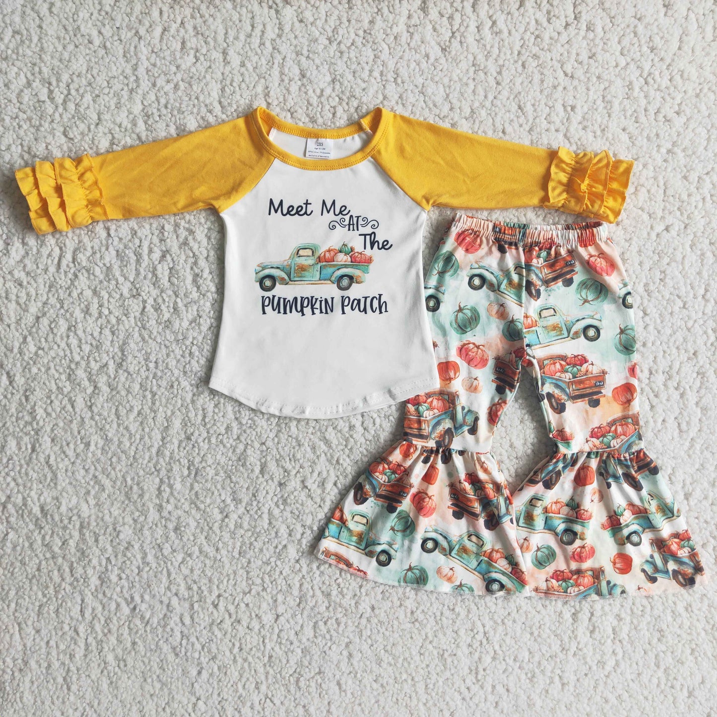 6 A2-13 Pumpkin patch truck long sleeve pants girls set