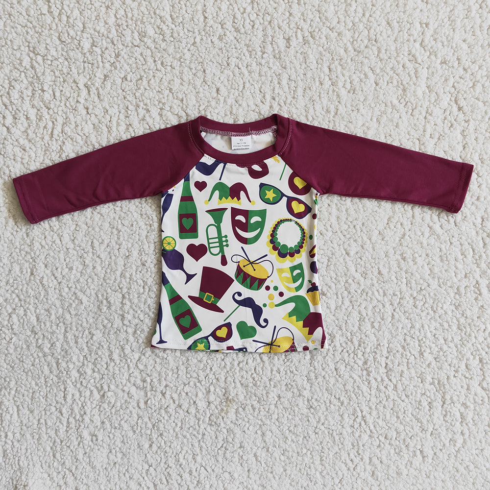 6 A20-5 Mardi Gras Mask Long Sleeve Boys Top
