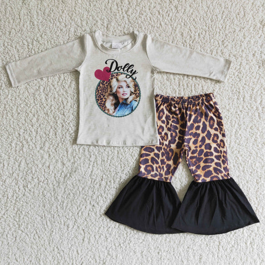 6 A28-5 Signer long sleeve leopard pants girls set