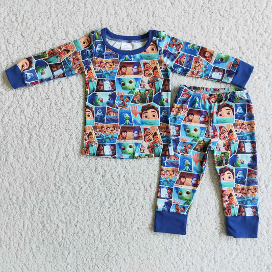 6 B10-40 Cartoon blue long sleeve boys set