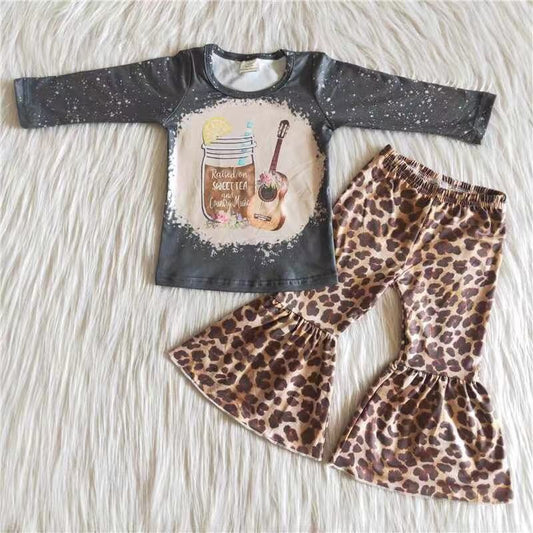 6 B13-18 Sweet tea grey long sleeve leopard pants girls set