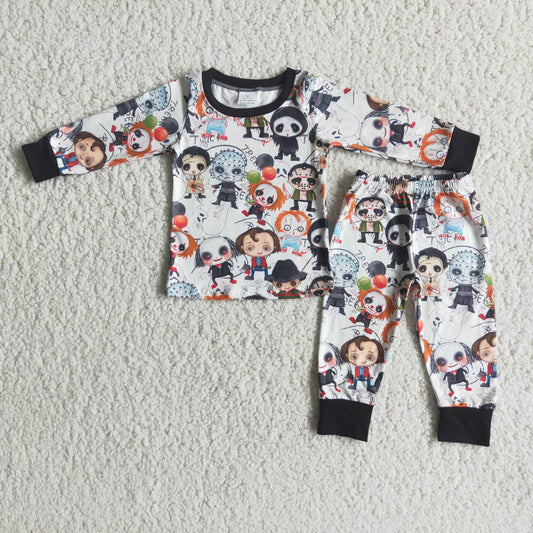 6 B4-4 Halloween horror cartoon long sleeve kids pajamas