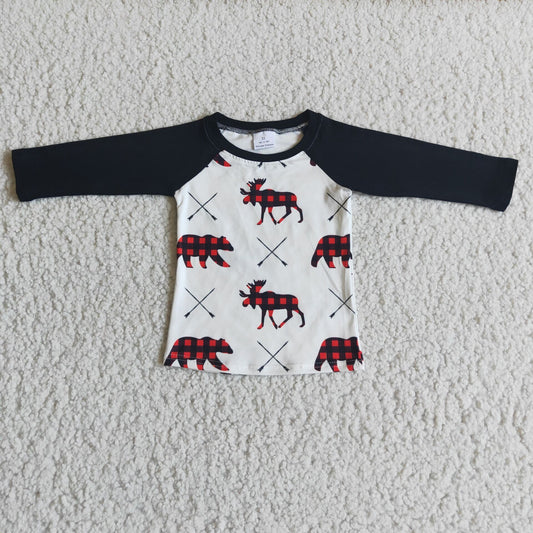 6 B6-32 Christmas bear long sleeve kids top