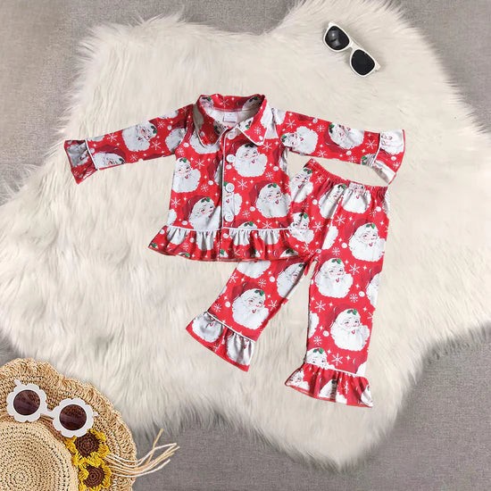 Christmas red Santa pajamas RTS sibling clothes