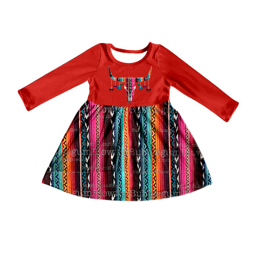 preorder GLD0400 Western cow colorful red girls dress