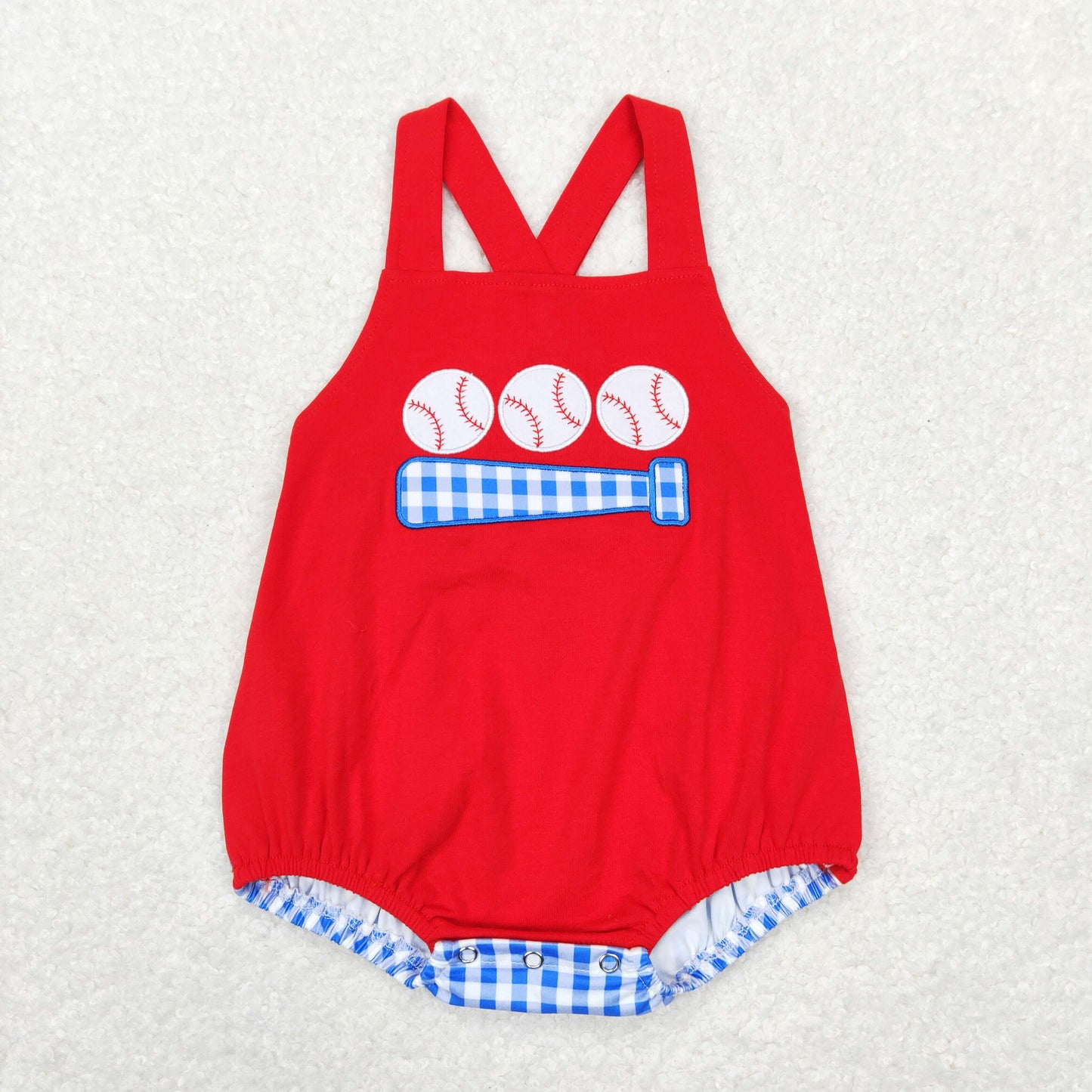 SR0687 Play baseball red sleeveless boys romper