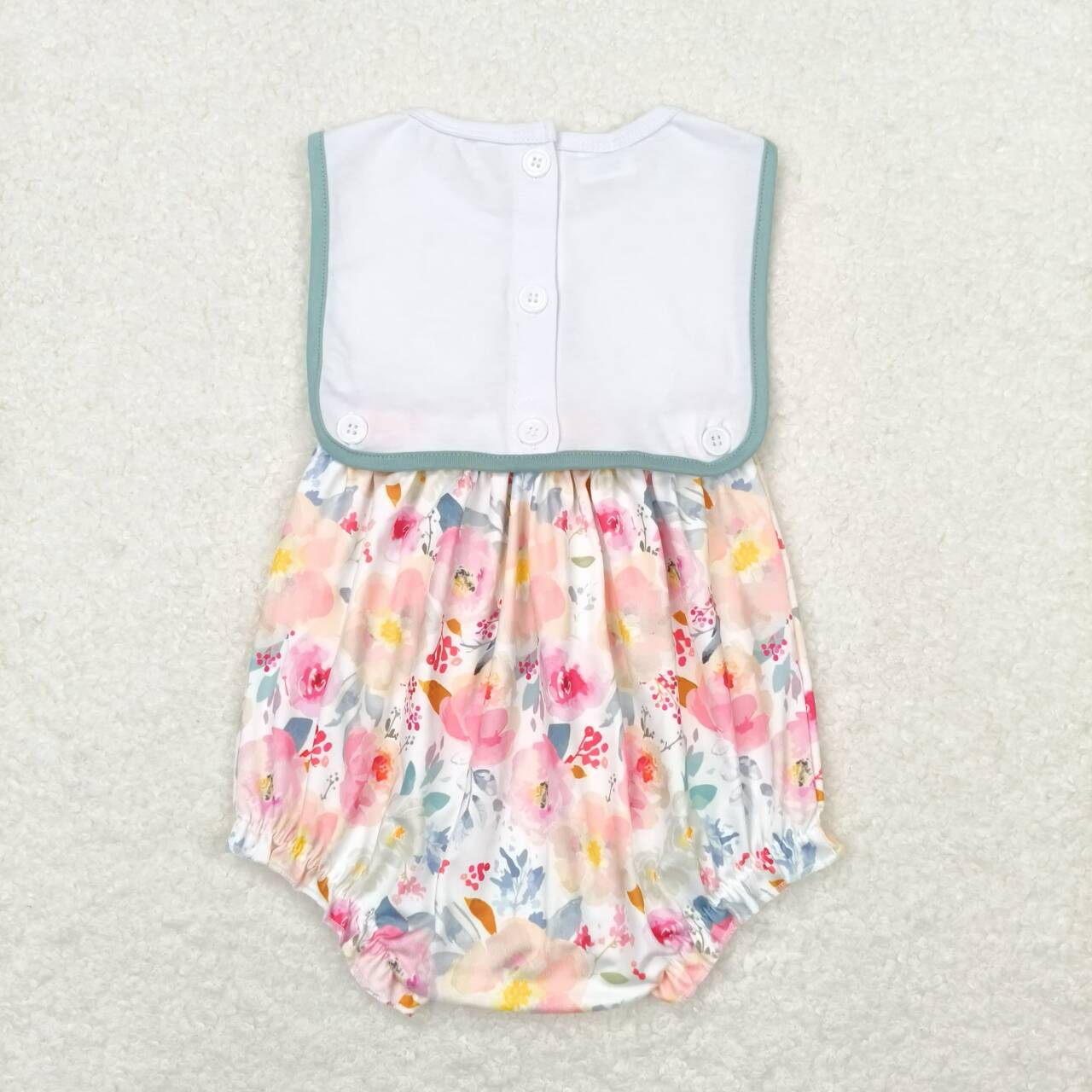 SR0989 embroidery I Love Mom Flowers Sleeveless Girls Romper