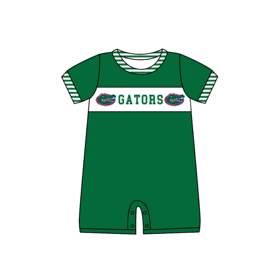 Custom Moq 3 Football Team Gators Green Short Sleeve Boys Romper